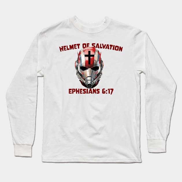 Armor of God, Helmet of Salvation Antman Style Long Sleeve T-Shirt by ChristianFaithWear